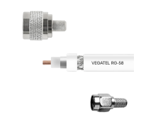 Кабельная сборка VEGATEL RG-58 A/U (ГОСТ, PVC, белый) (SMA-male - N-male) 20м