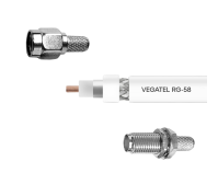 Кабельная сборка VEGATEL RG-58 A/U (ГОСТ, PVC, белый) (SMA-male - SMA-female) 20м