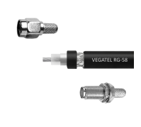 Кабельная сборка VEGATEL RG-58 A/U Сu (ГОСТ, PVC, многожильный, черный) (SMA-male - SMA-female) 20м