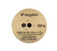 Кабель VEGATEL RG-58 A/U Сu (ГОСТ, PVC, многожильный, черный) бухта 500м