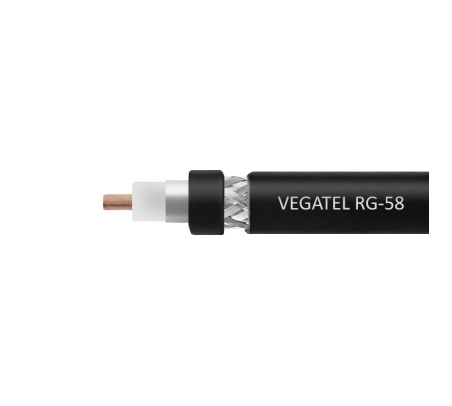 Кабель коаксиальный VEGATEL RG-58 A/U (ГОСТ, PVC, черный) бухта 500м